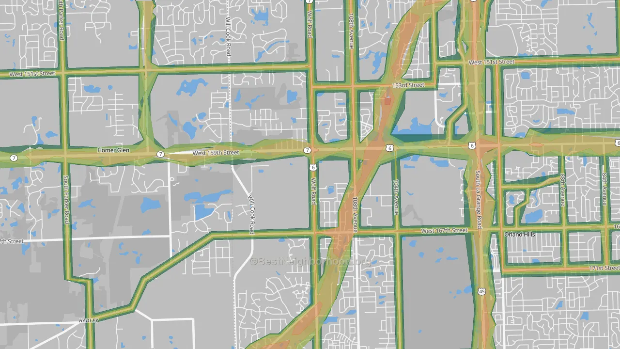 60467, IL Map of Noise Levels in 60467