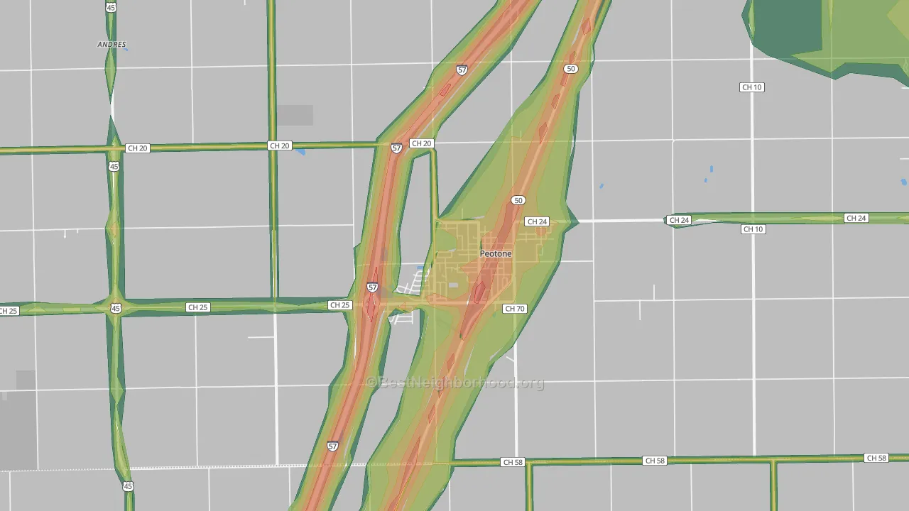 60468, IL Map of Noise Levels in 60468