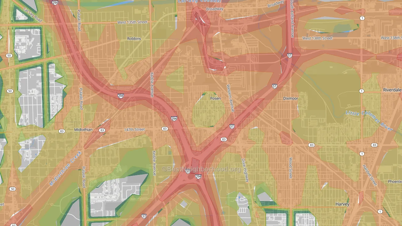 60469, IL Map of Noise Levels in 60469
