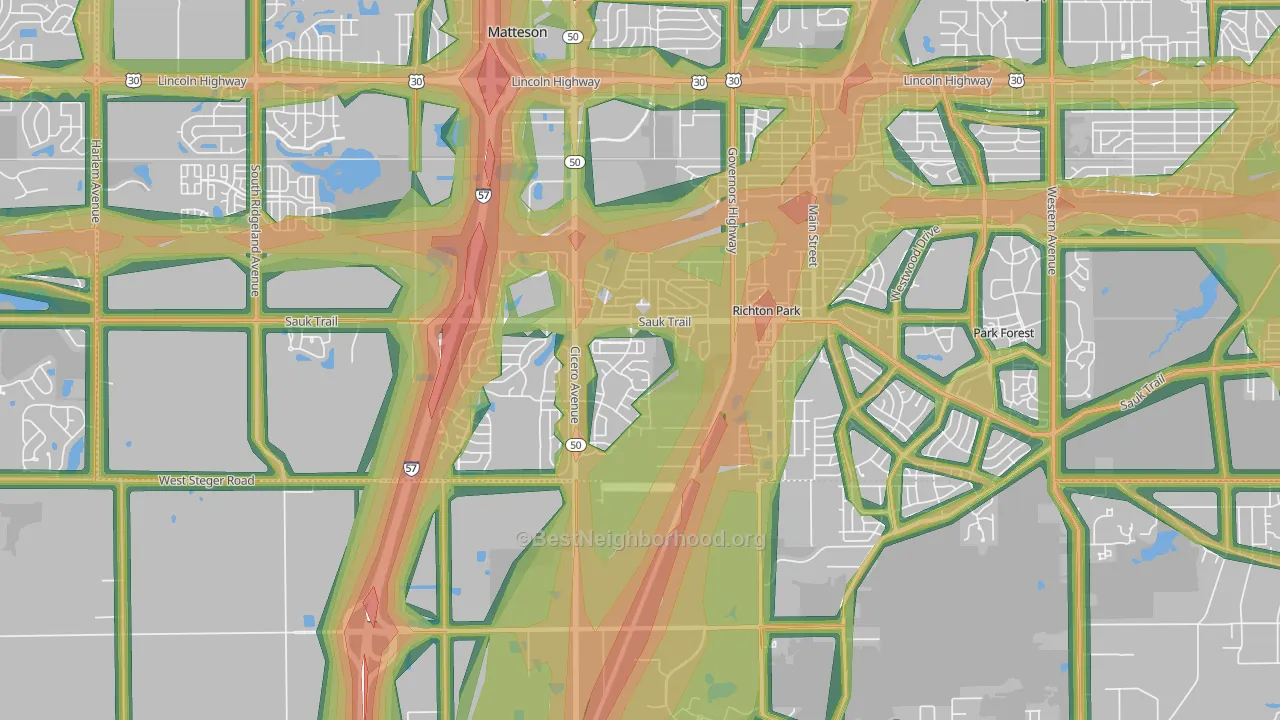 60471, IL Map of Noise Levels in 60471