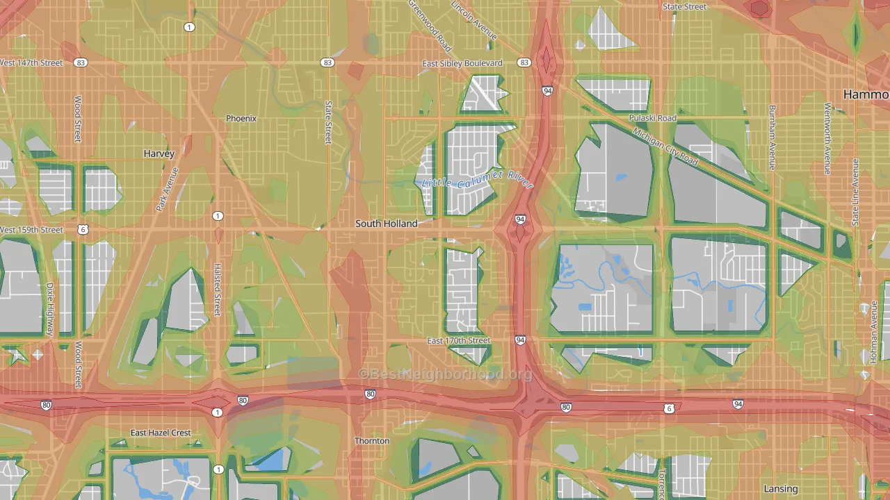 60473, IL Map of Noise Levels in 60473
