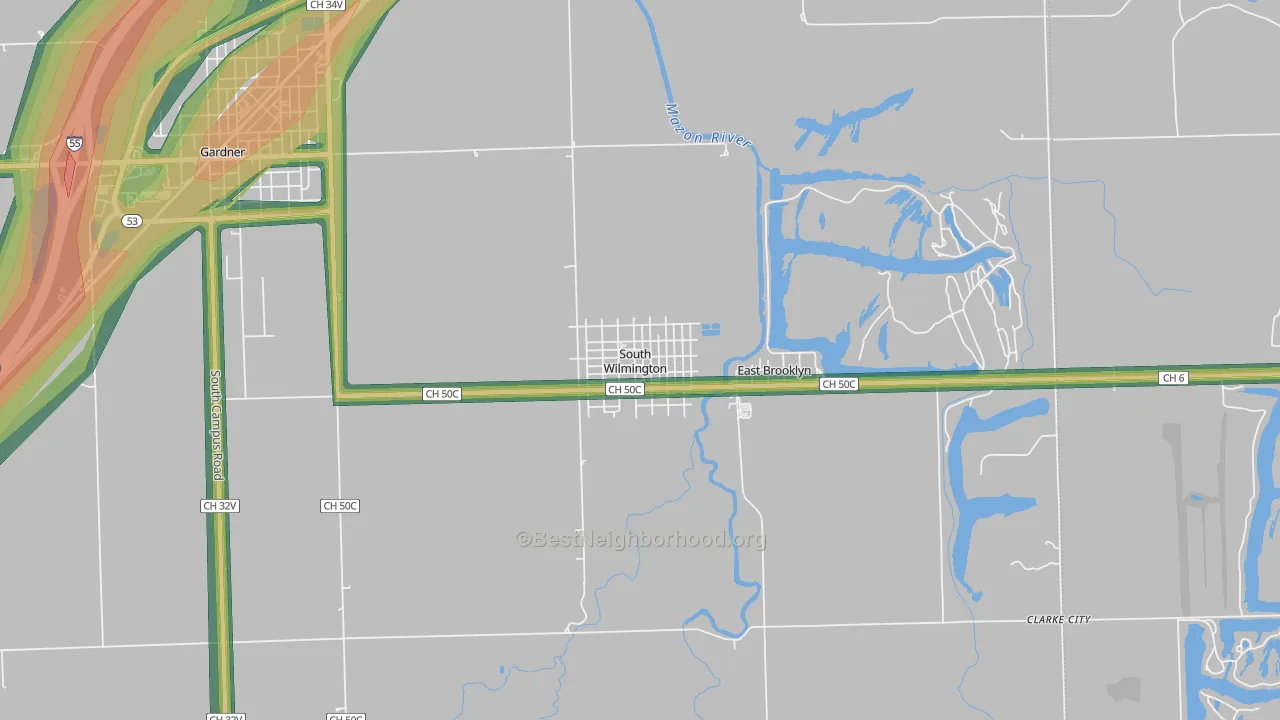 60474, IL Map of Noise Levels in 60474