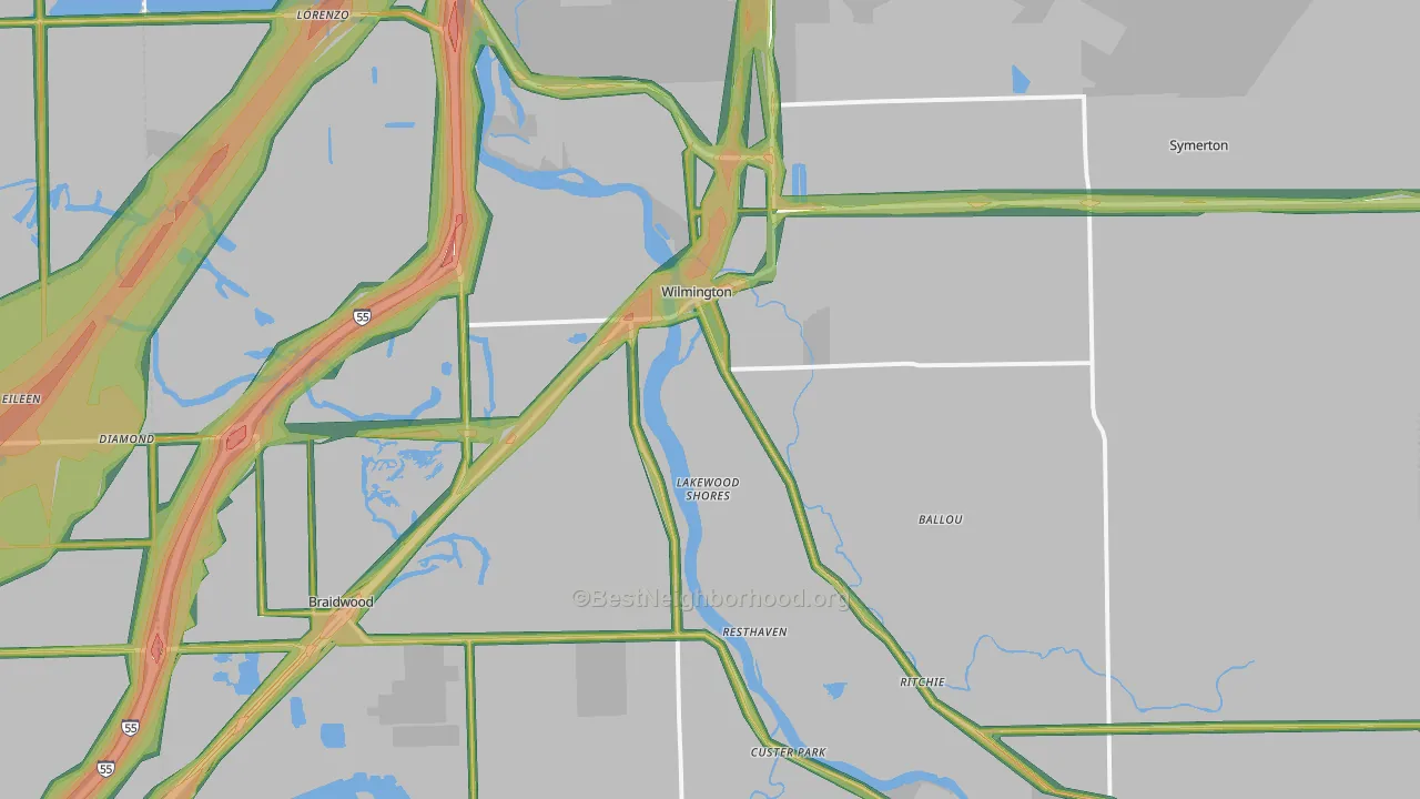 60481, IL Map of Noise Levels in 60481