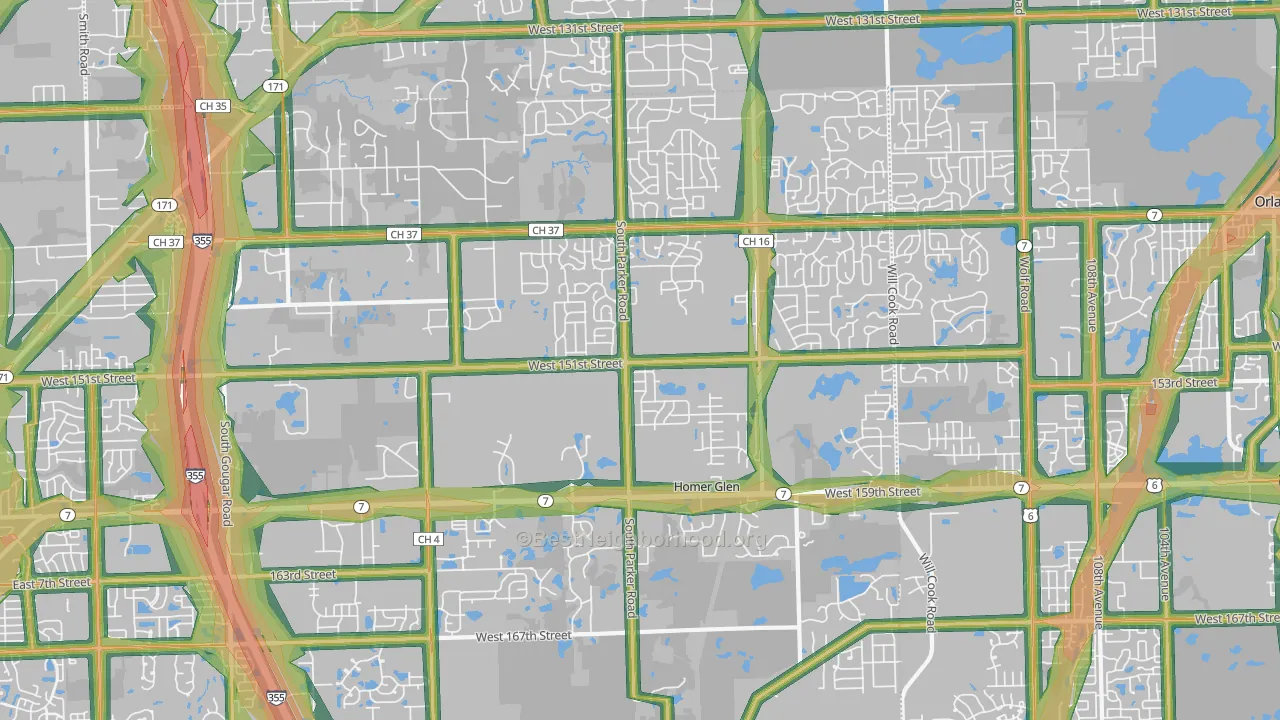 60491, IL Map of Noise Levels in 60491