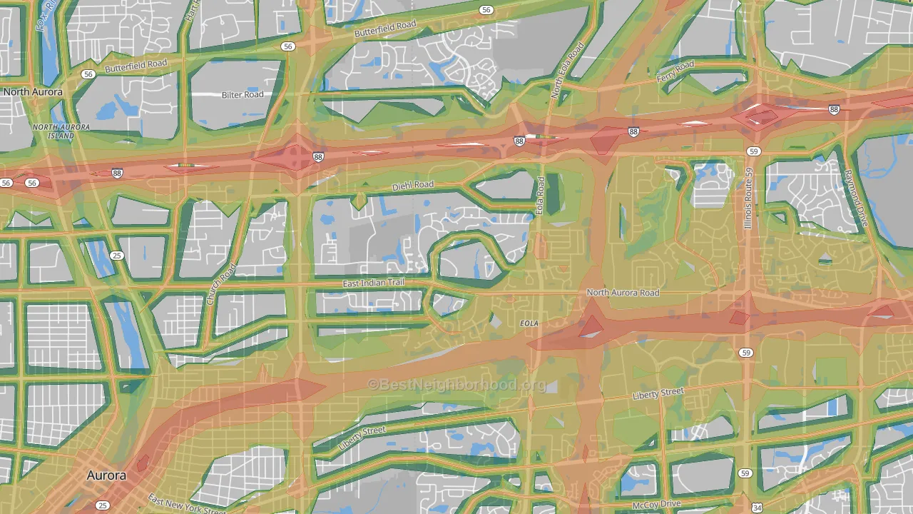 60502, IL Map of Noise Levels in 60502