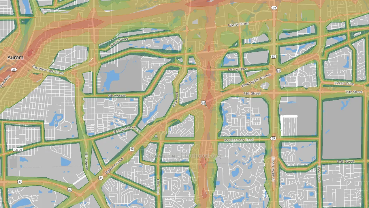 60504, IL Map of Noise Levels in 60504