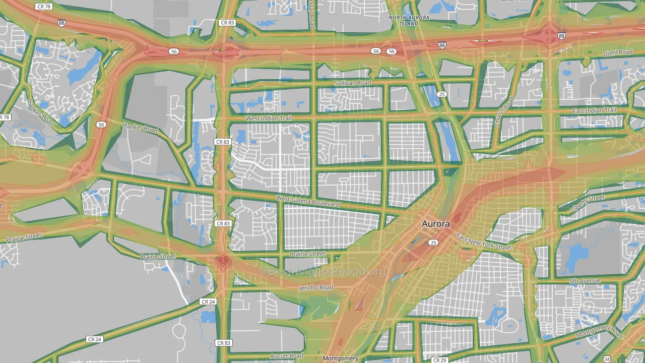 60506, IL Map of Noise Levels in 60506