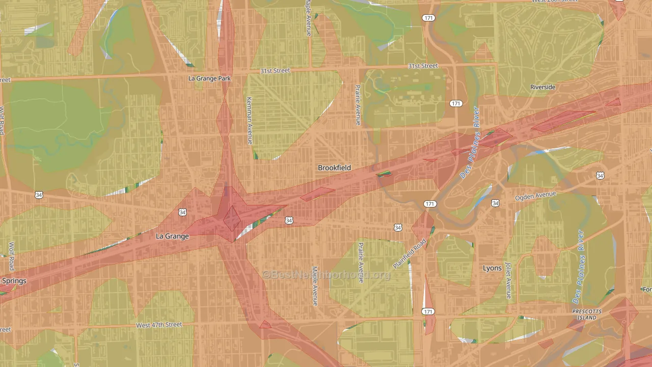 60513, IL Map of Noise Levels in 60513