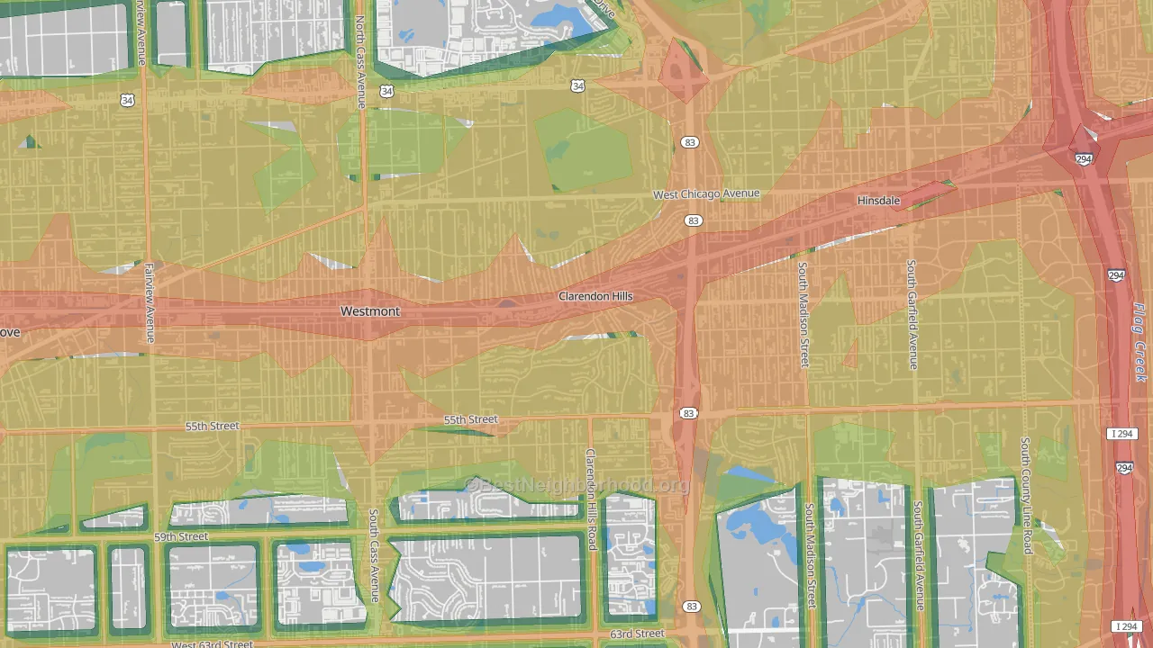 60514, IL Map of Noise Levels in 60514