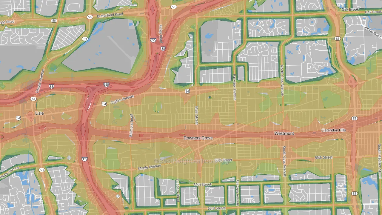 60515, IL Map of Noise Levels in 60515