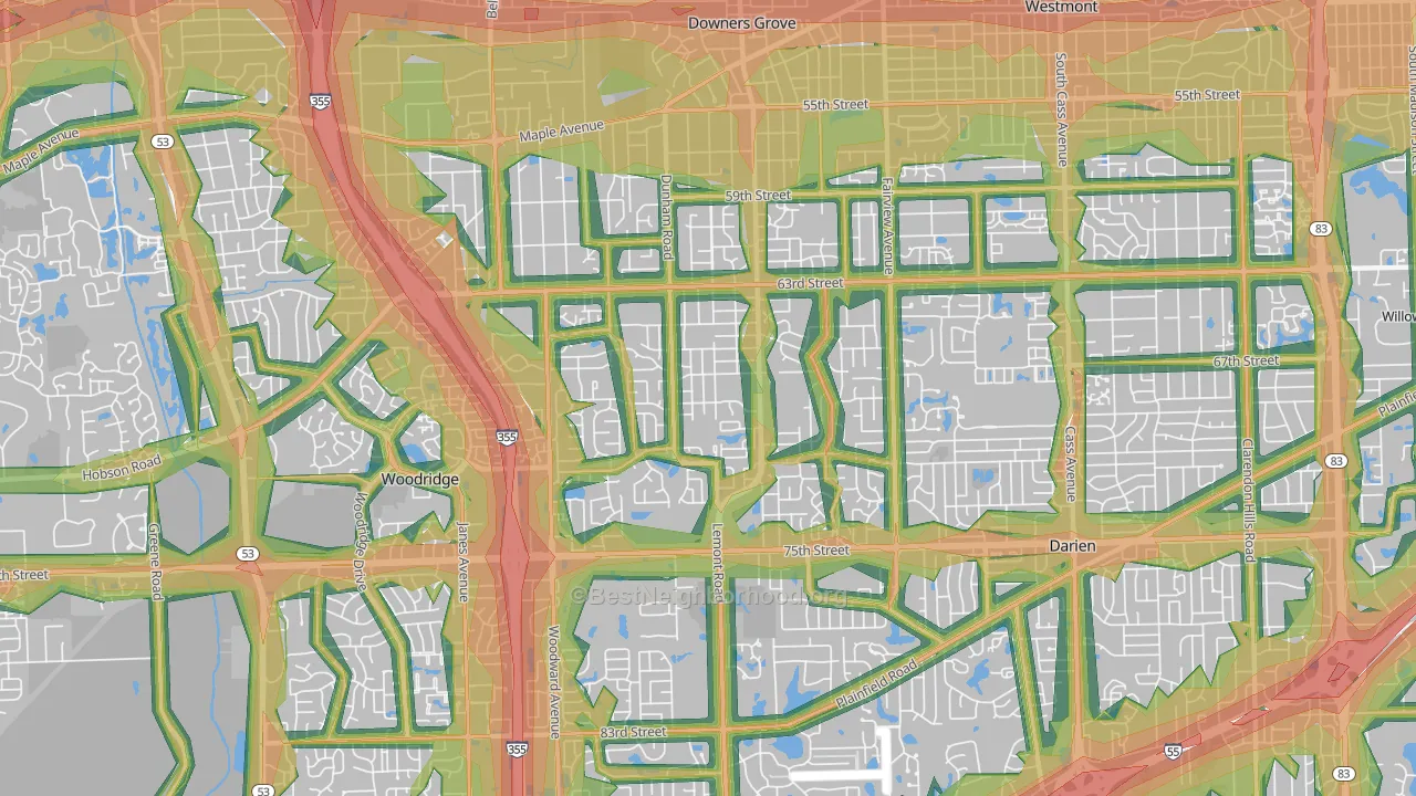 60516, IL Map of Noise Levels in 60516