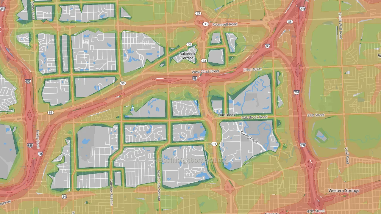 60523, IL Map of Noise Levels in 60523