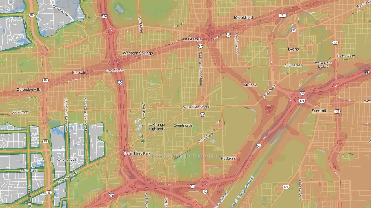 60525, IL Map of Noise Levels in 60525