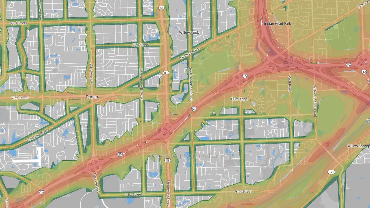 60527, IL Map of Noise Levels in 60527