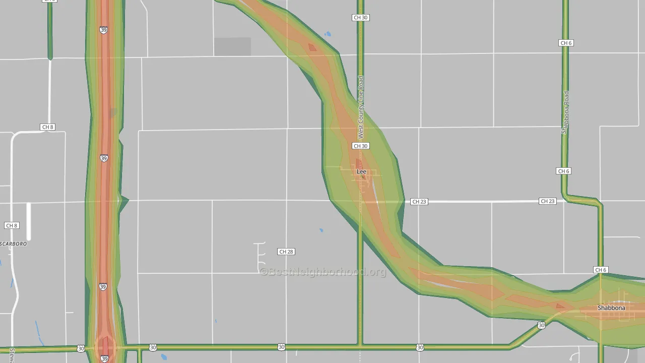 60530, IL Map of Noise Levels in 60530