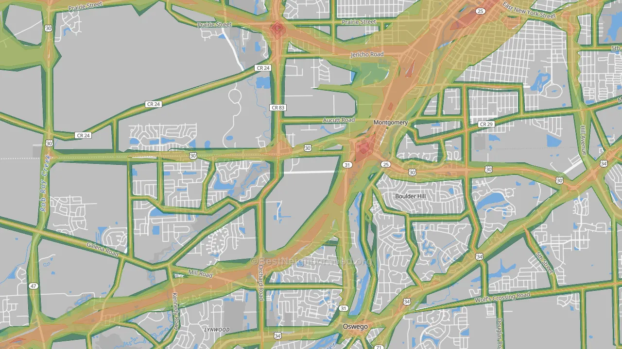 60538, IL Map of Noise Levels in 60538