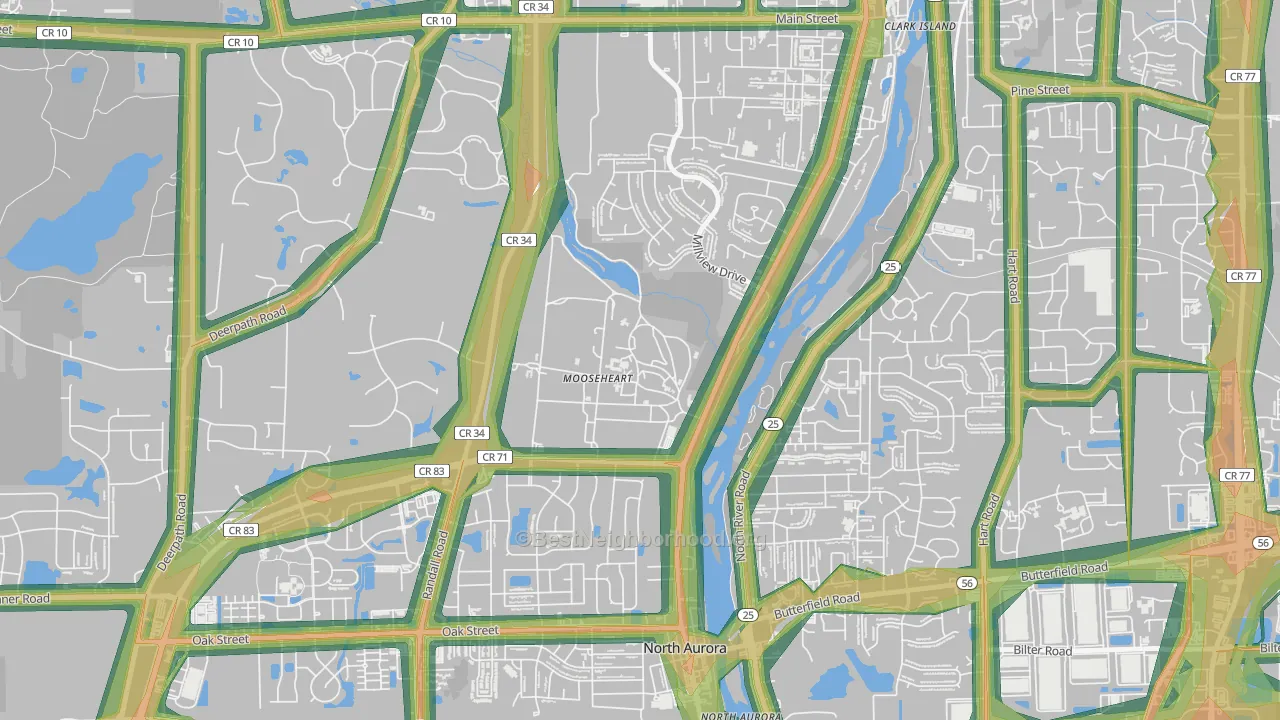 60539, IL Map of Noise Levels in 60539