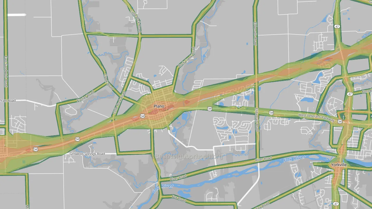 60545, IL Map of Noise Levels in 60545