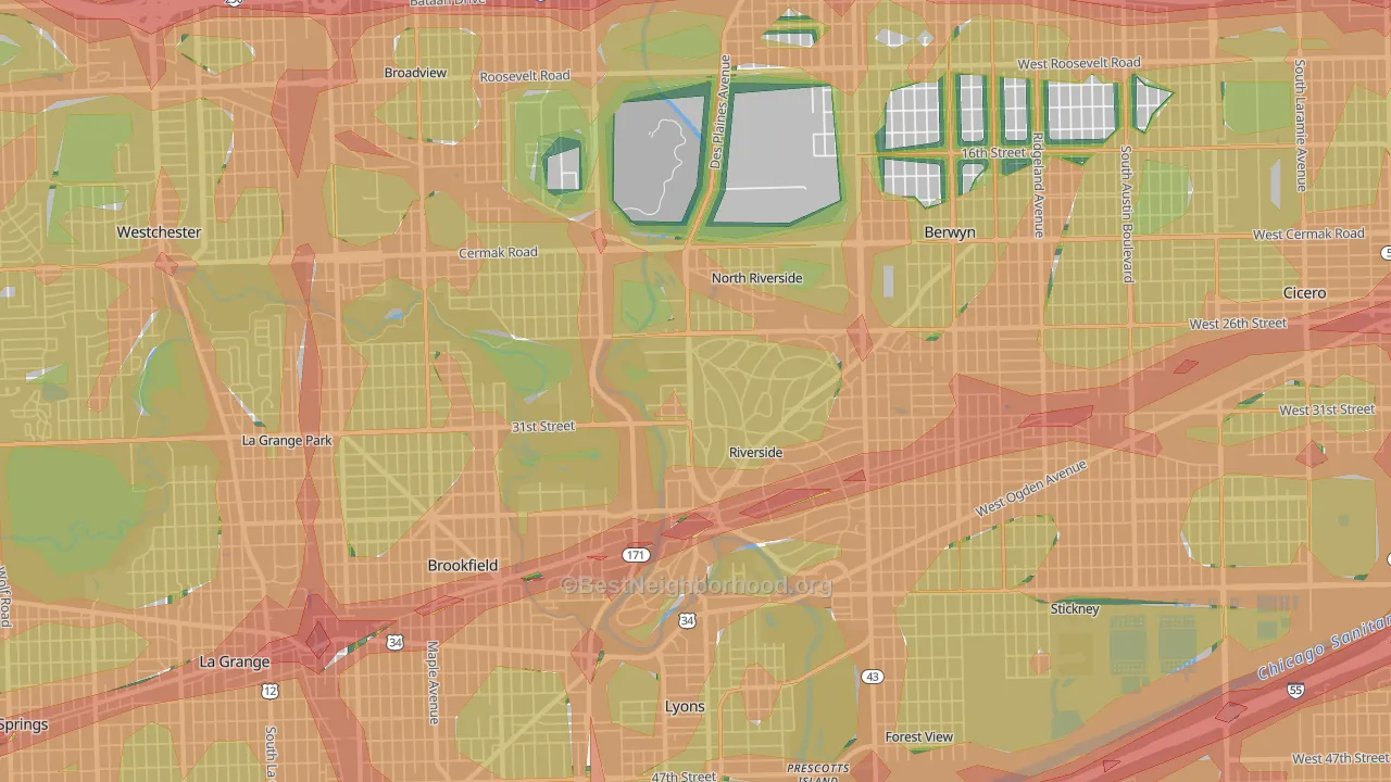 60546, IL Map of Noise Levels in 60546