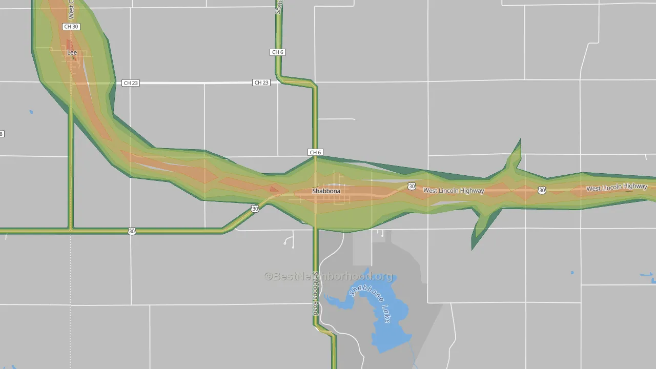60550, IL Map of Noise Levels in 60550