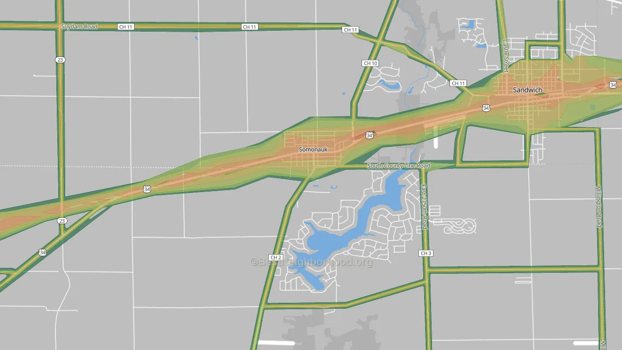 60552, IL Map of Noise Levels in 60552