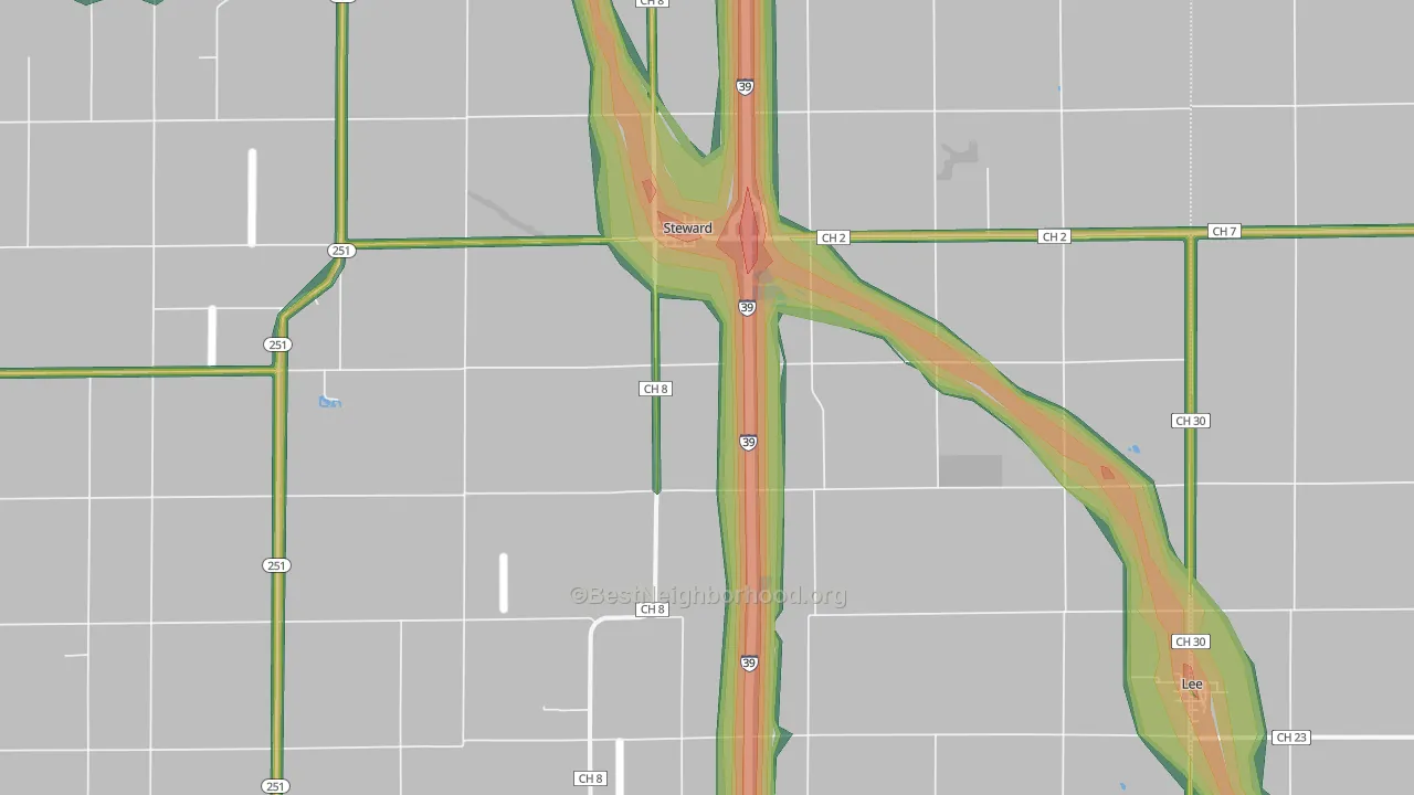 60553, IL Map of Noise Levels in 60553