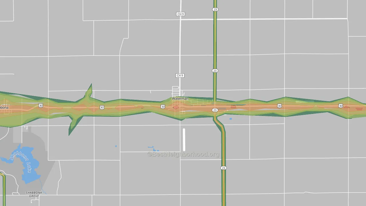 60556, IL Map of Noise Levels in 60556
