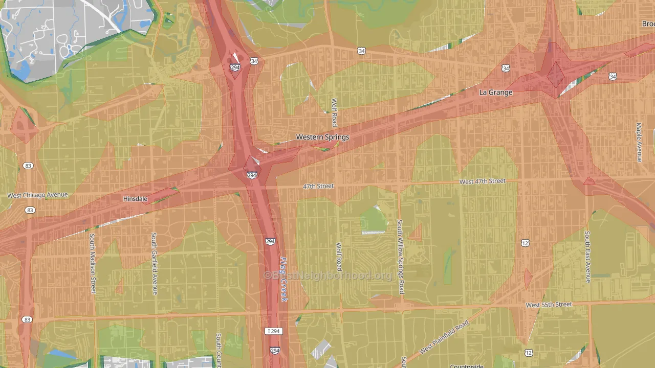 60558, IL Map of Noise Levels in 60558