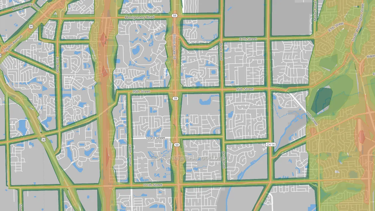 60564, IL Map of Noise Levels in 60564