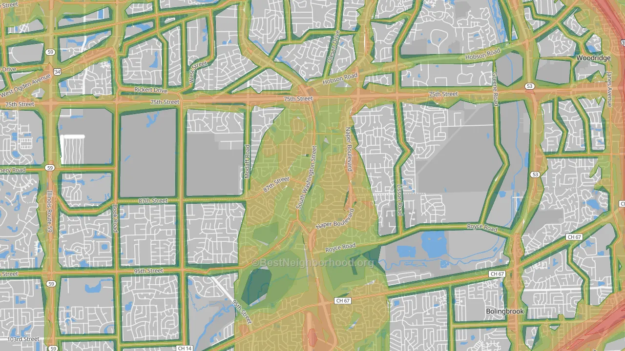 60565, IL Map of Noise Levels in 60565
