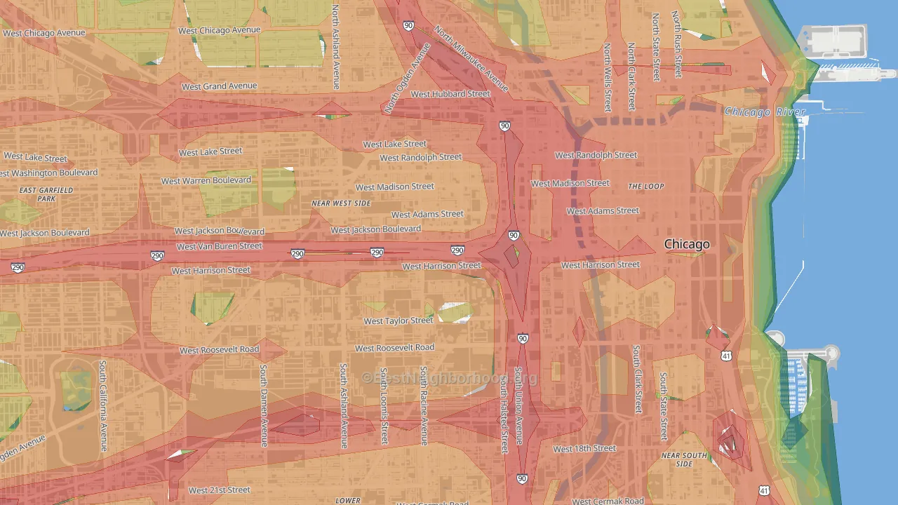 60607, IL Map of Noise Levels in 60607