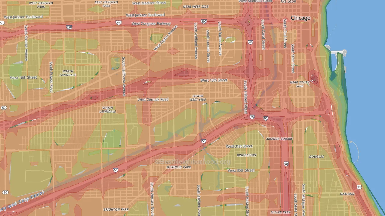 60608, IL Map of Noise Levels in 60608