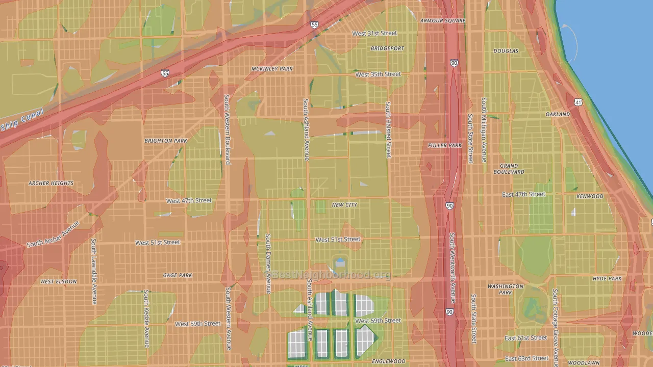 60609, IL Map of Noise Levels in 60609