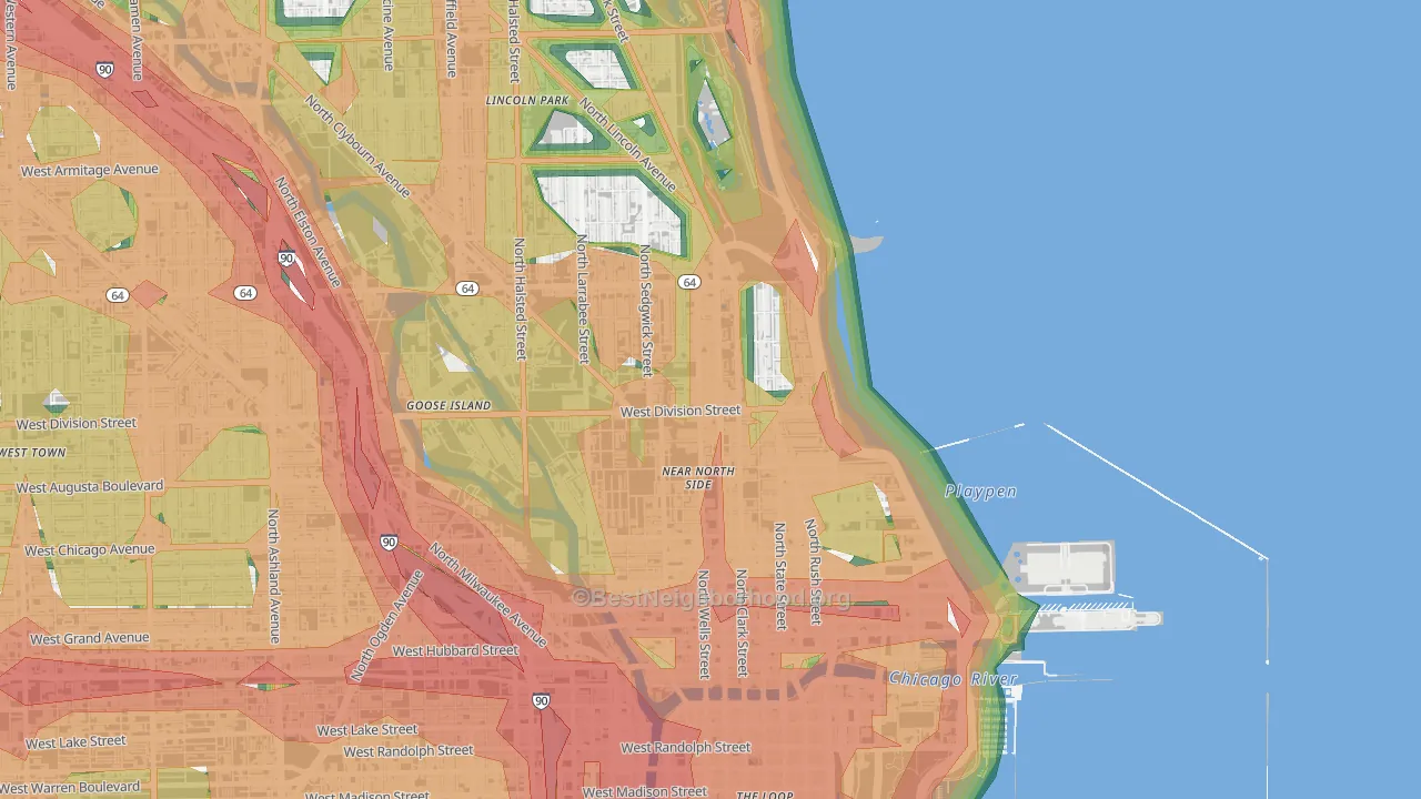 60610, IL Map of Noise Levels in 60610
