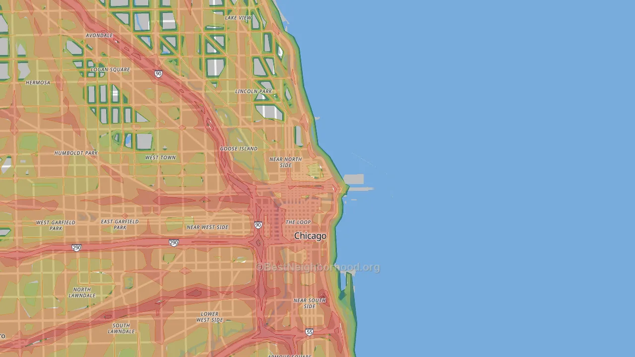 60611, IL Map of Noise Levels in 60611