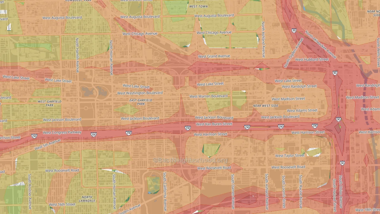 60612, IL Map of Noise Levels in 60612