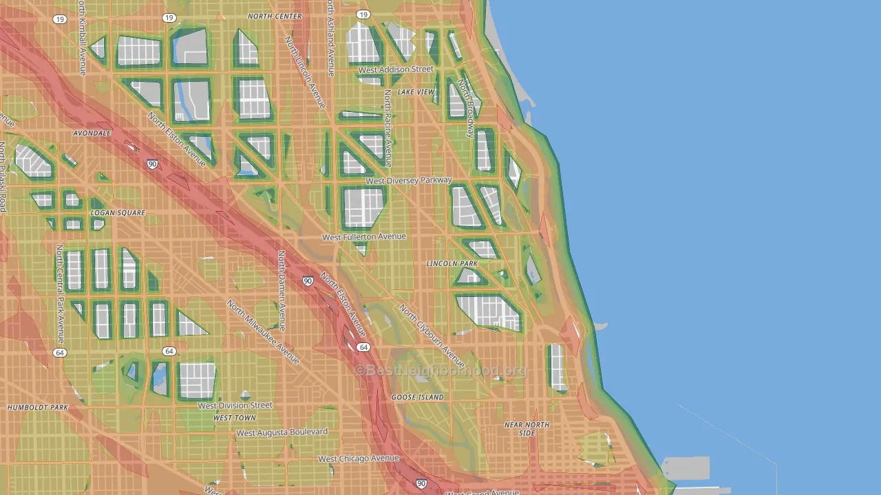60614, IL Map of Noise Levels in 60614
