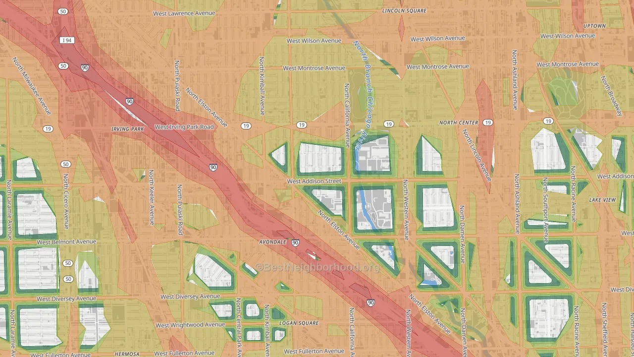 60618, IL Map of Noise Levels in 60618