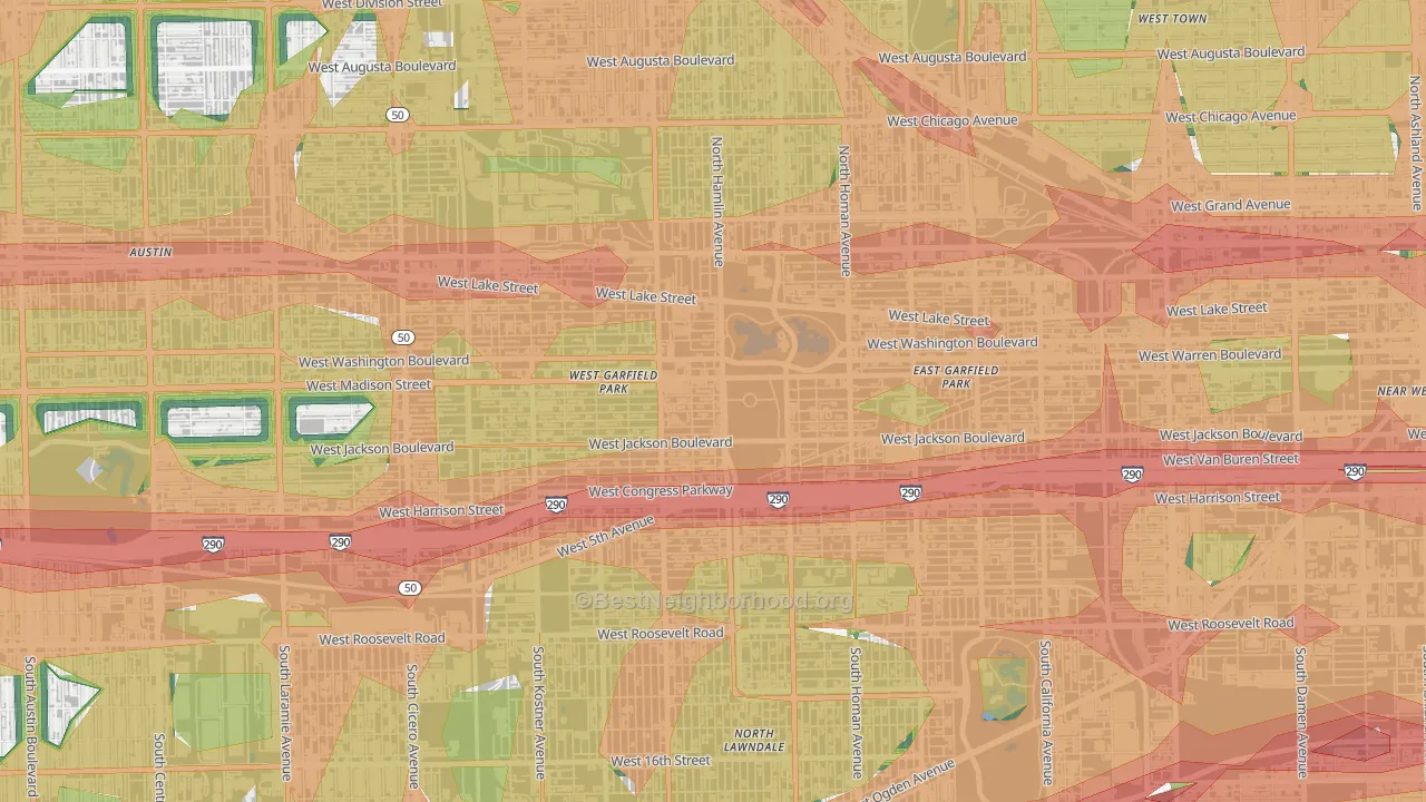 60624, IL Map of Noise Levels in 60624