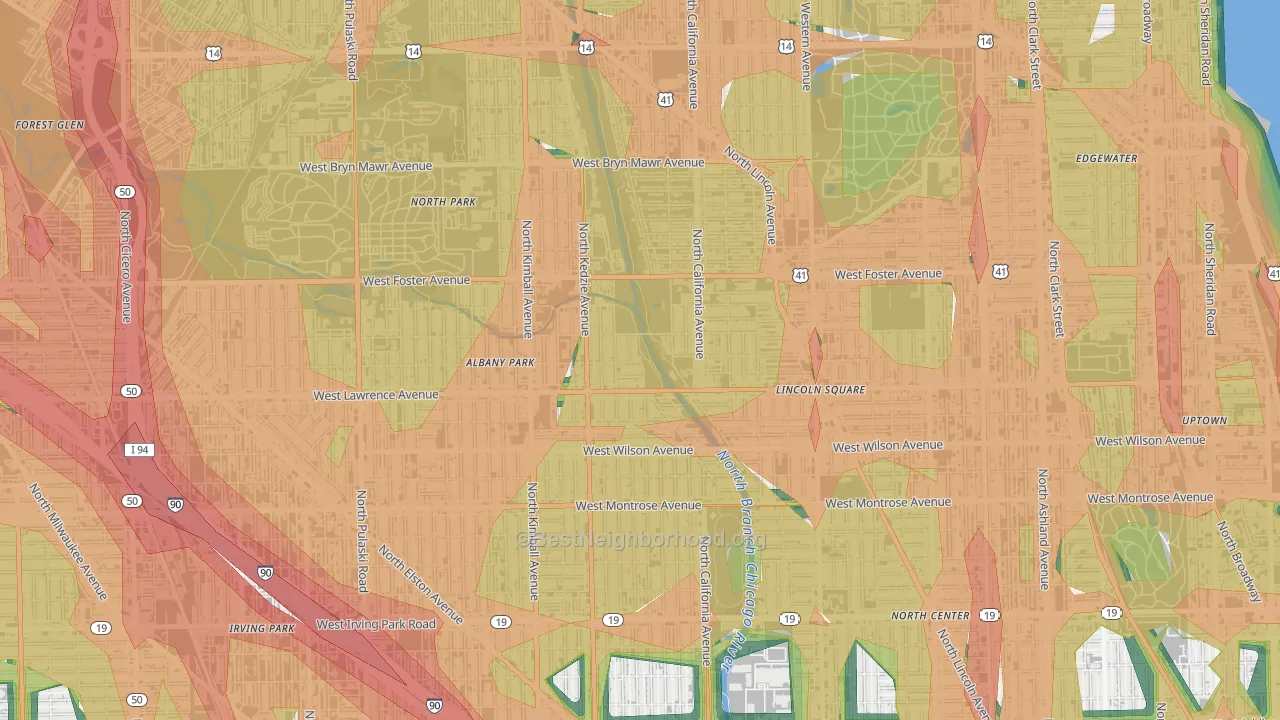 60625, IL Map of Noise Levels in 60625