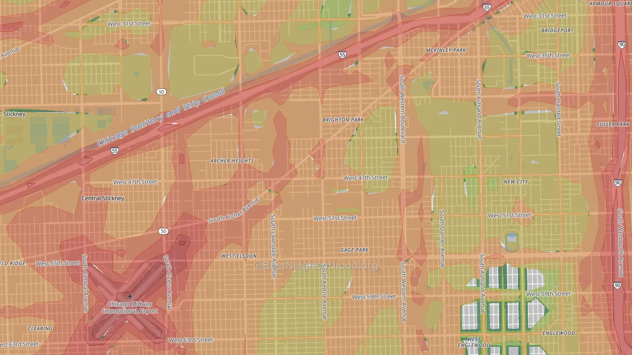 60632, IL Map of Noise Levels in 60632
