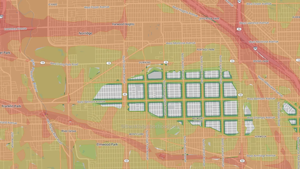 60634, IL Map of Noise Levels in 60634