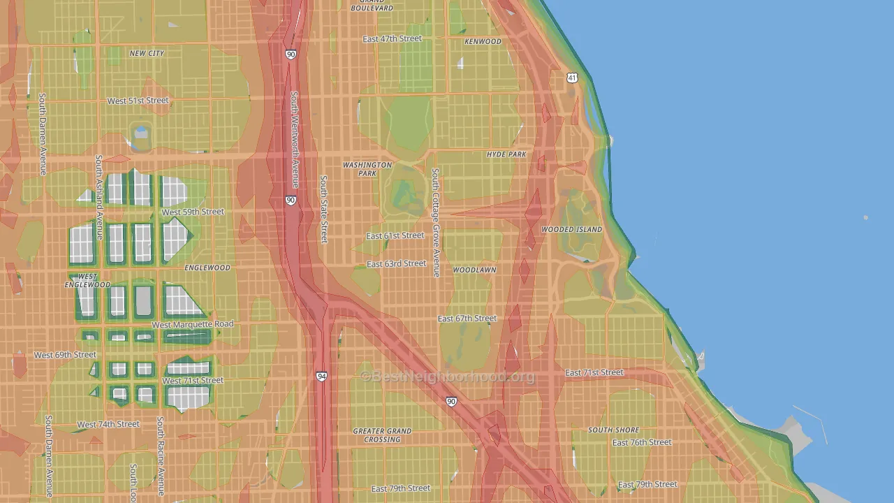 60637, IL Map of Noise Levels in 60637