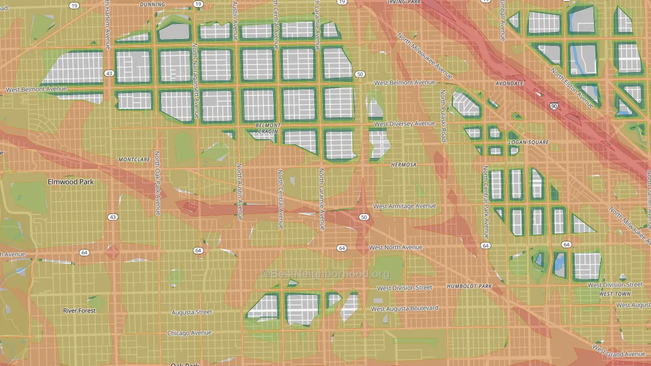 60639, IL Map of Noise Levels in 60639