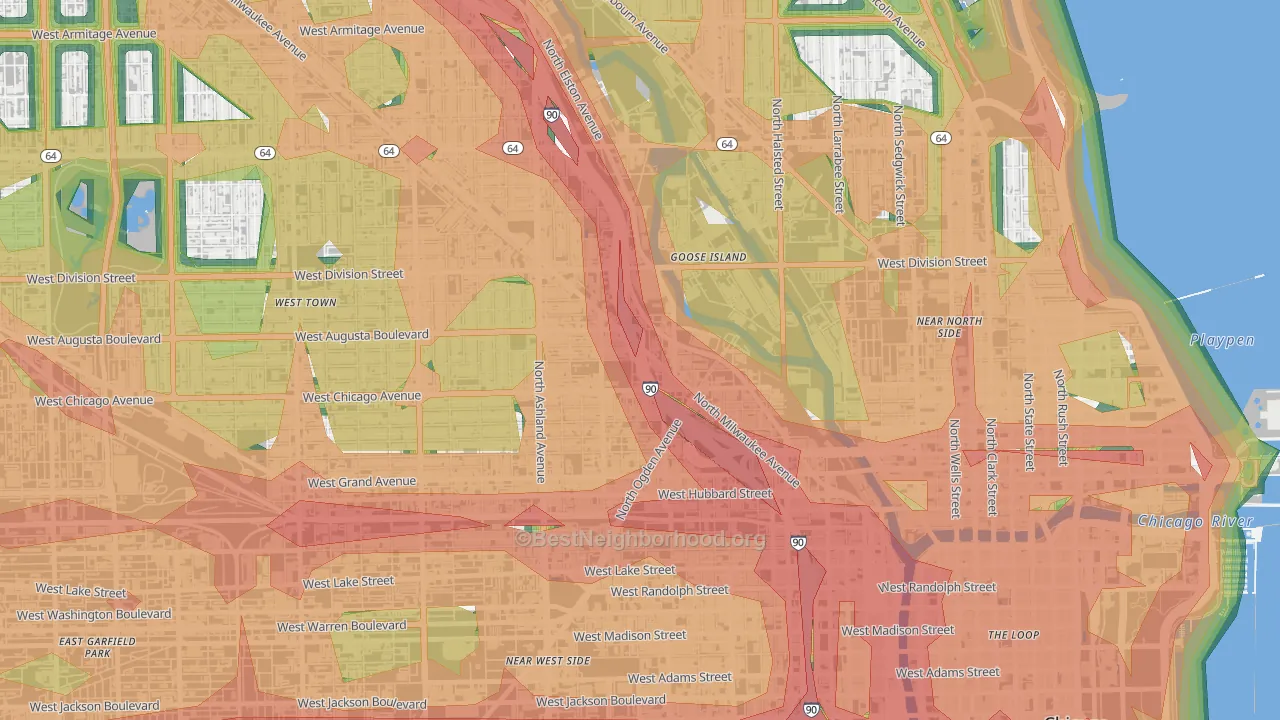 60642, IL Map of Noise Levels in 60642