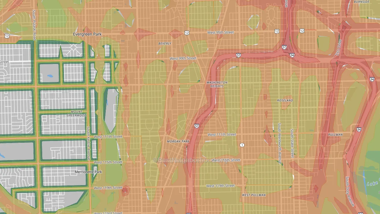 60643, IL Map of Noise Levels in 60643