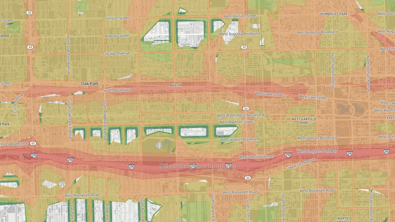60644, IL Map of Noise Levels in 60644