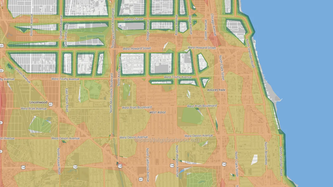 60645, IL Map of Noise Levels in 60645