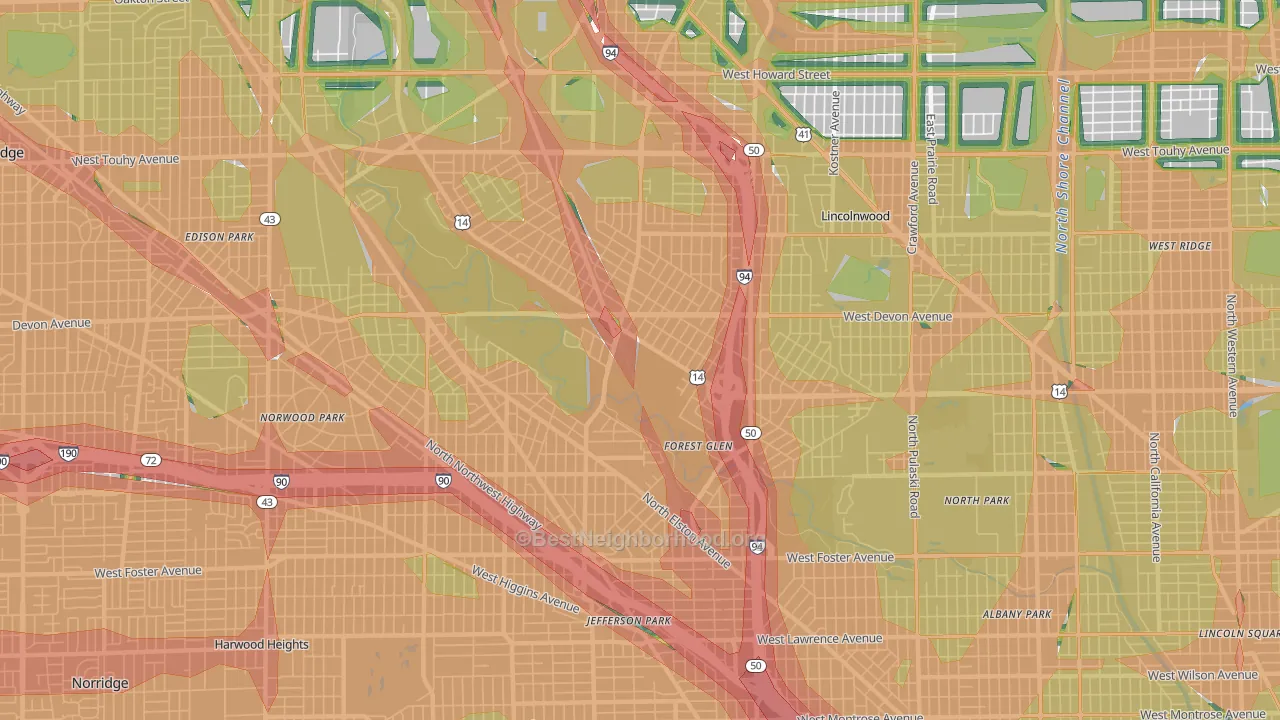 60646, IL Map of Noise Levels in 60646