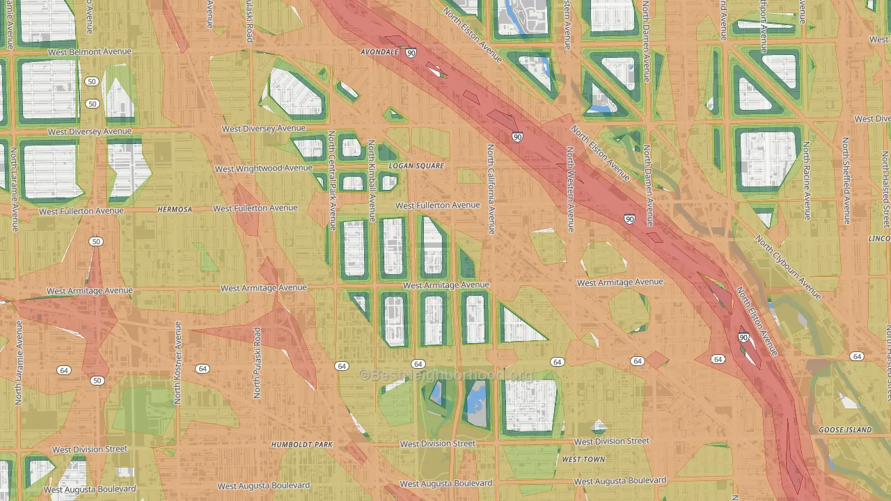 60647, IL Map of Noise Levels in 60647